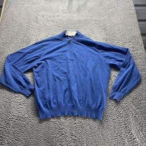 Peter Millar Sweater Mens XL Blue Cashmere Silk Pima Golf Pullover 1/4 Zipper‎